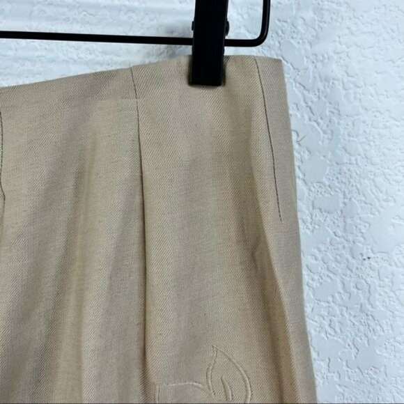 KENZO Linen Floral Cut Out Embroidered Midi Pencil Skirt - Picture 3 of 7